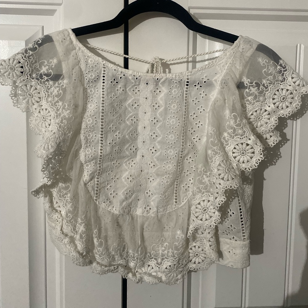Altar’d state flowy white detailed shirt